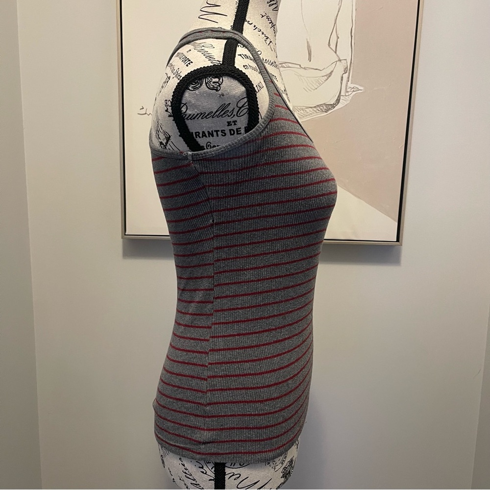 Blue notes Striped Gray and Red Women's Tank Top Size small - Picture 5 of 6